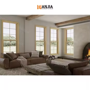Grille Design Aluminium Wooden Single Hung Windows Aluminium Clad Windows Vertical Sliding Windows