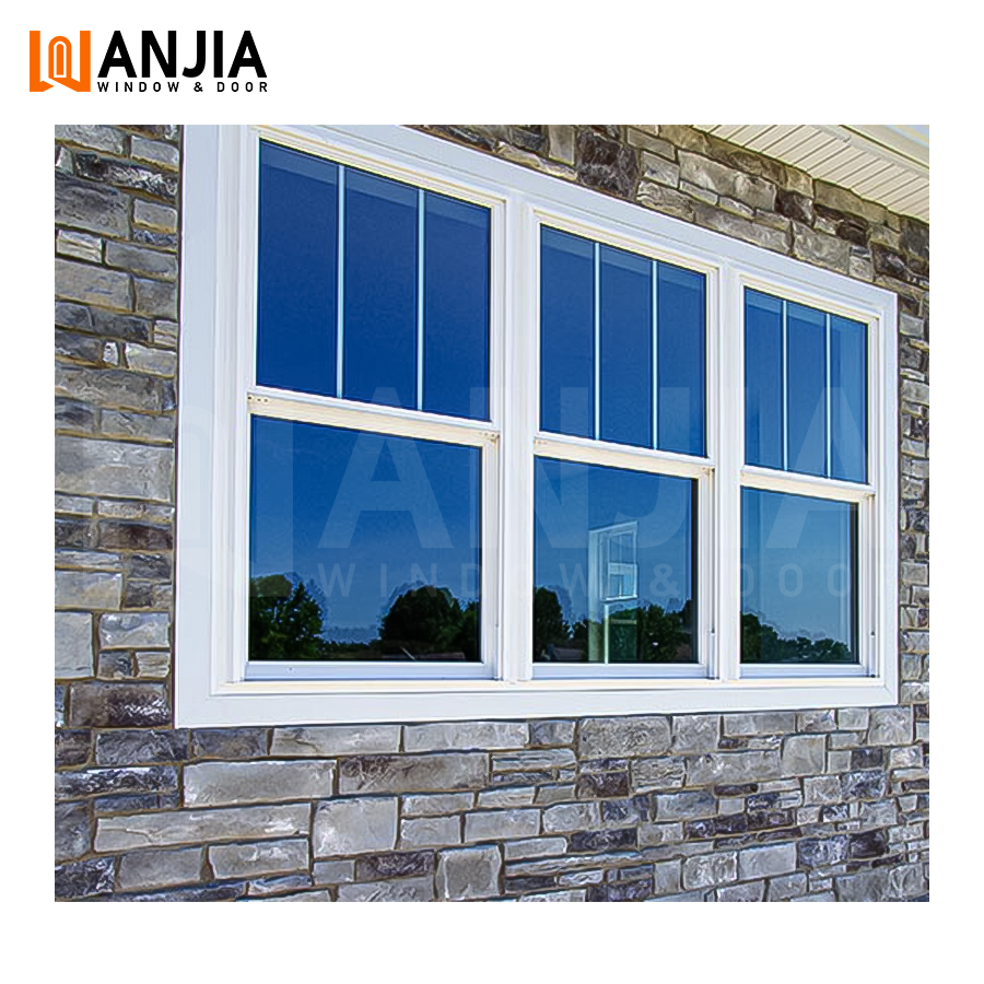 WANJIA Simple Grill Design PVC Windows Upvc up and Down Sliding Window Plastic Single Hung windows