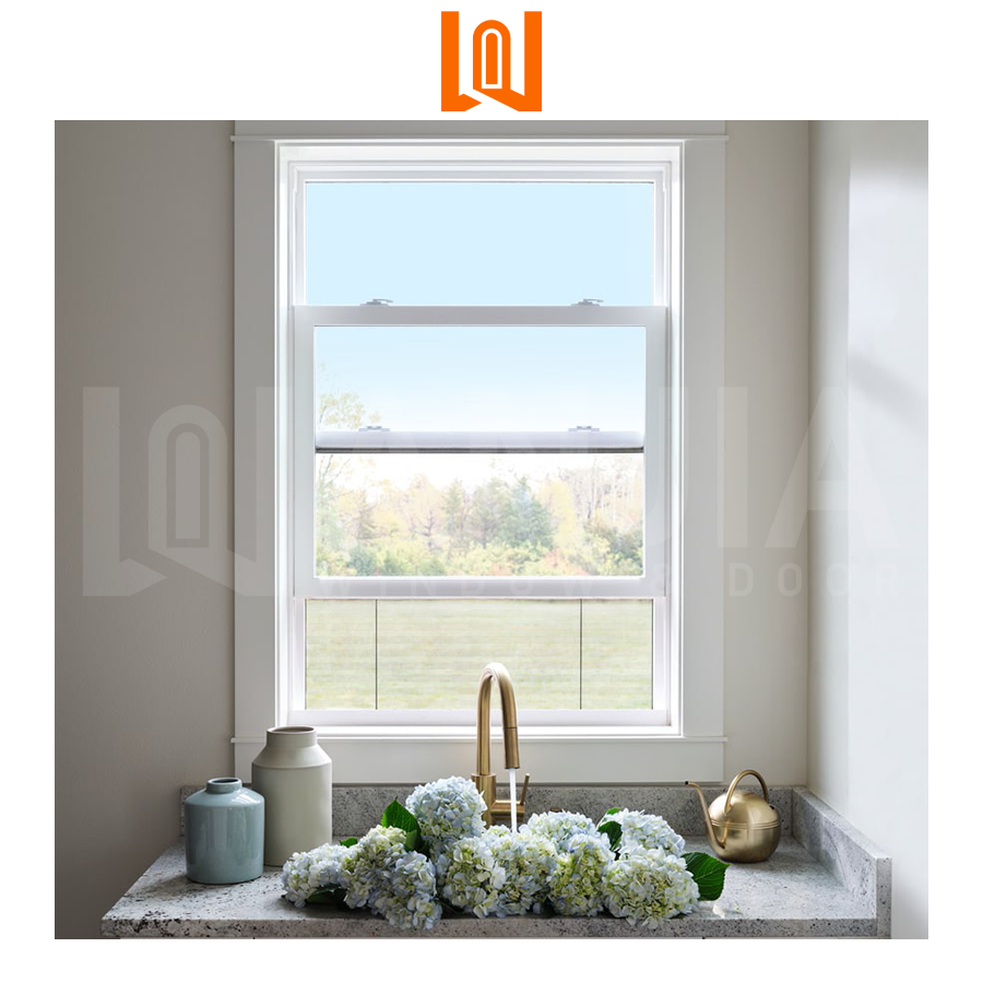 WANJIA Customized Interior Residential Vinyl Single Hung Windows Double Hung Window UPVC Windows