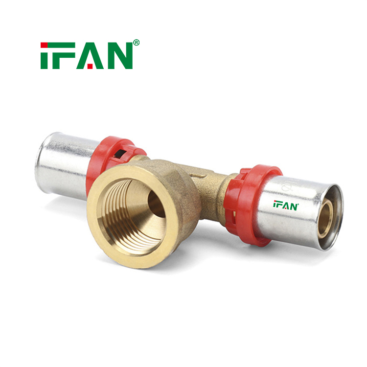 IFAN PEX Pipe Fittings Brass Threaded Fitting Red Female Tee Pex Press Fittings