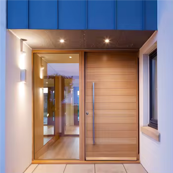 Modern Solid Wood Finished Large Pivot Door Glass Apartment Entrance Door Oak Wood Door