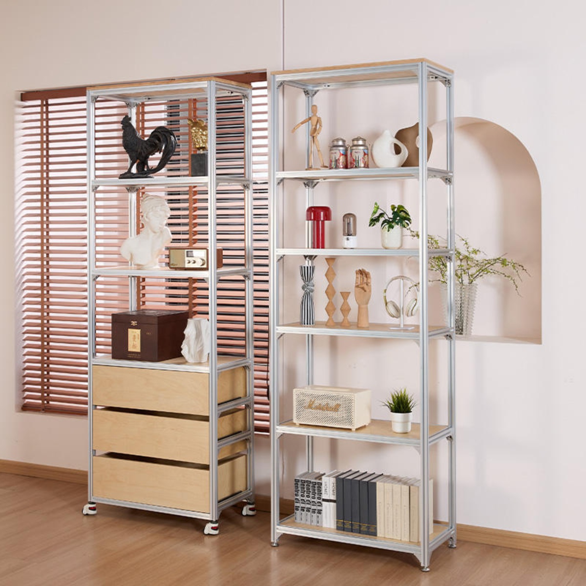 aluminum display cabinet,LeYa Furn Nordic metal storage rack,LeYa Furn wall mounted aluminum shelf