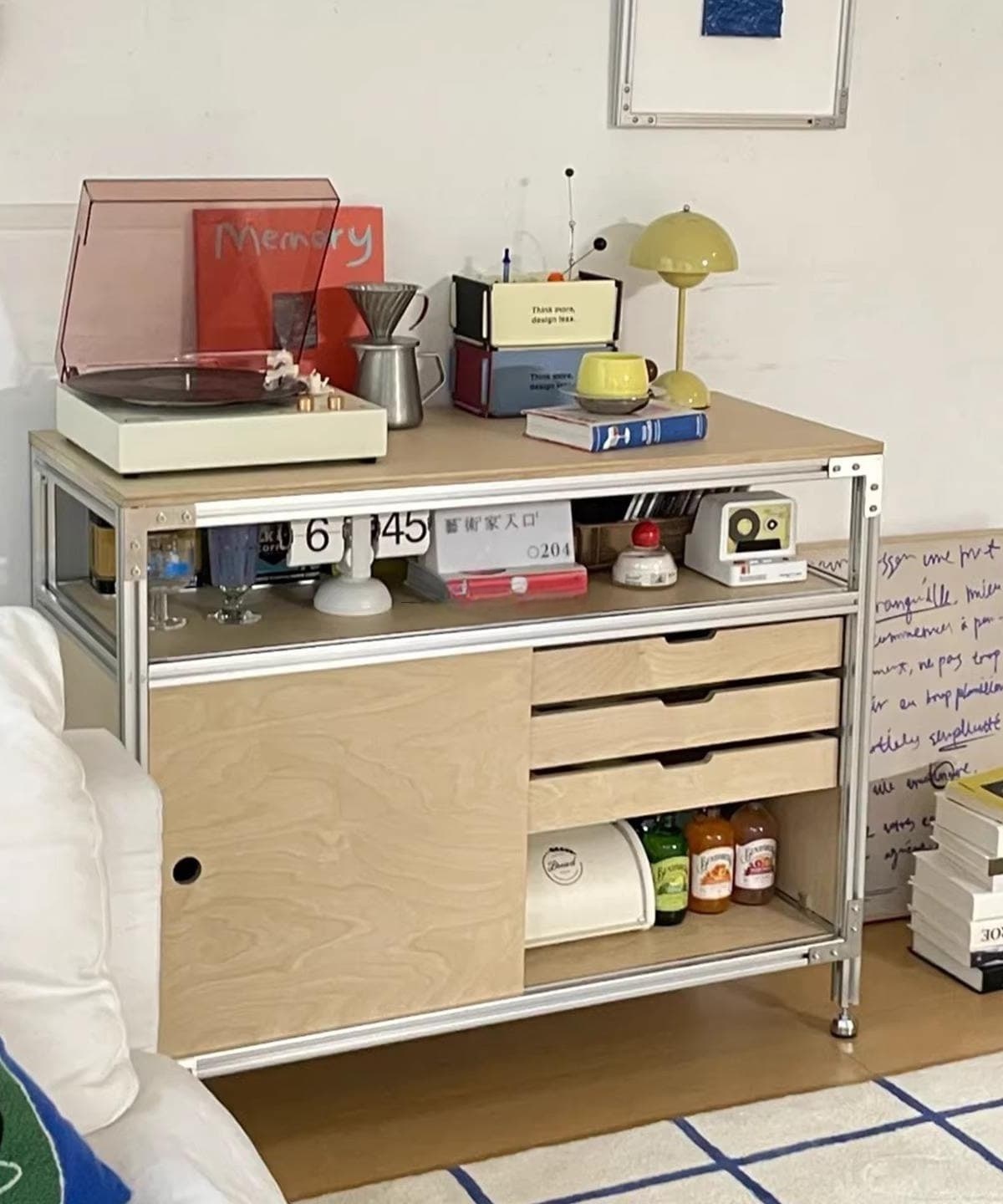 Birch plywood cabinet,Aluminum profile storage,Eco-friendly display cabinet,Modern coffee cabinet