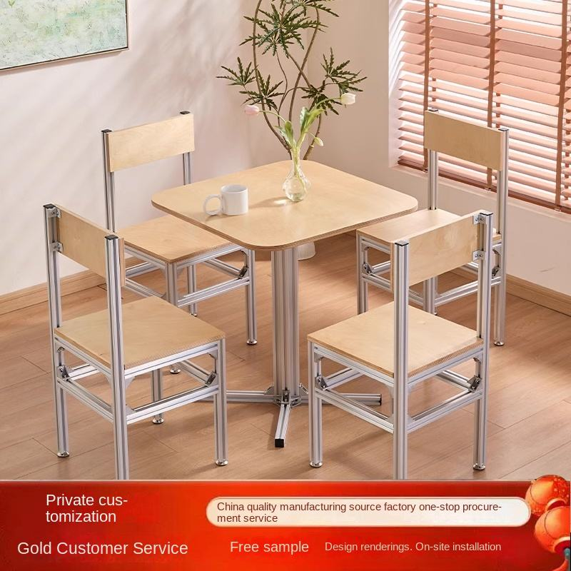 birch aluminum bar table set,LeYa Furn industrial cafe chair set,eco-friendly birch bar furniture