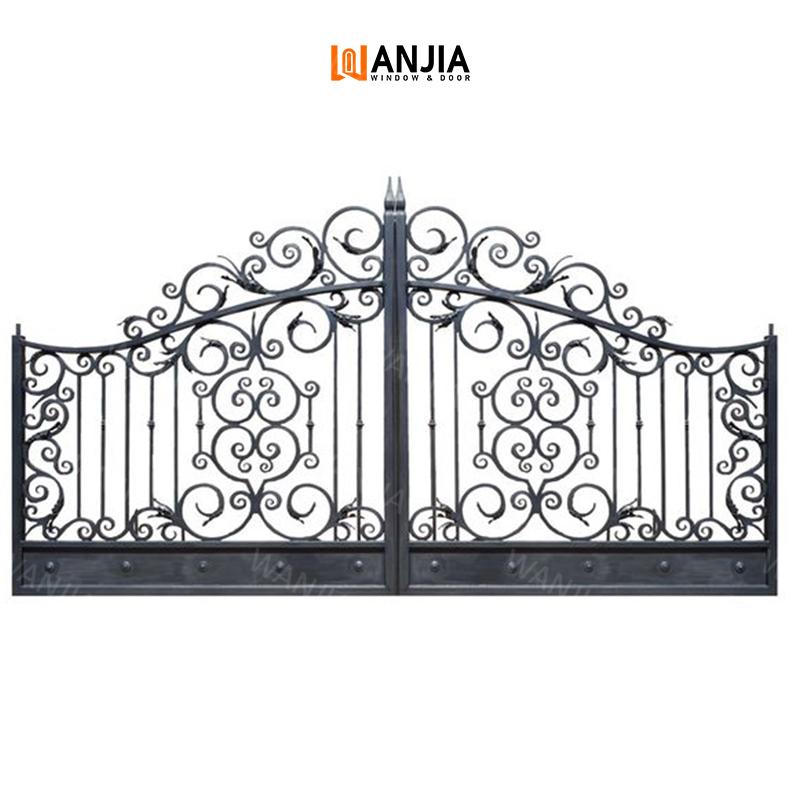 WANJIA Villa Swing Iron Gates with Grill Design Durable Modern Exterior Driveway Gates