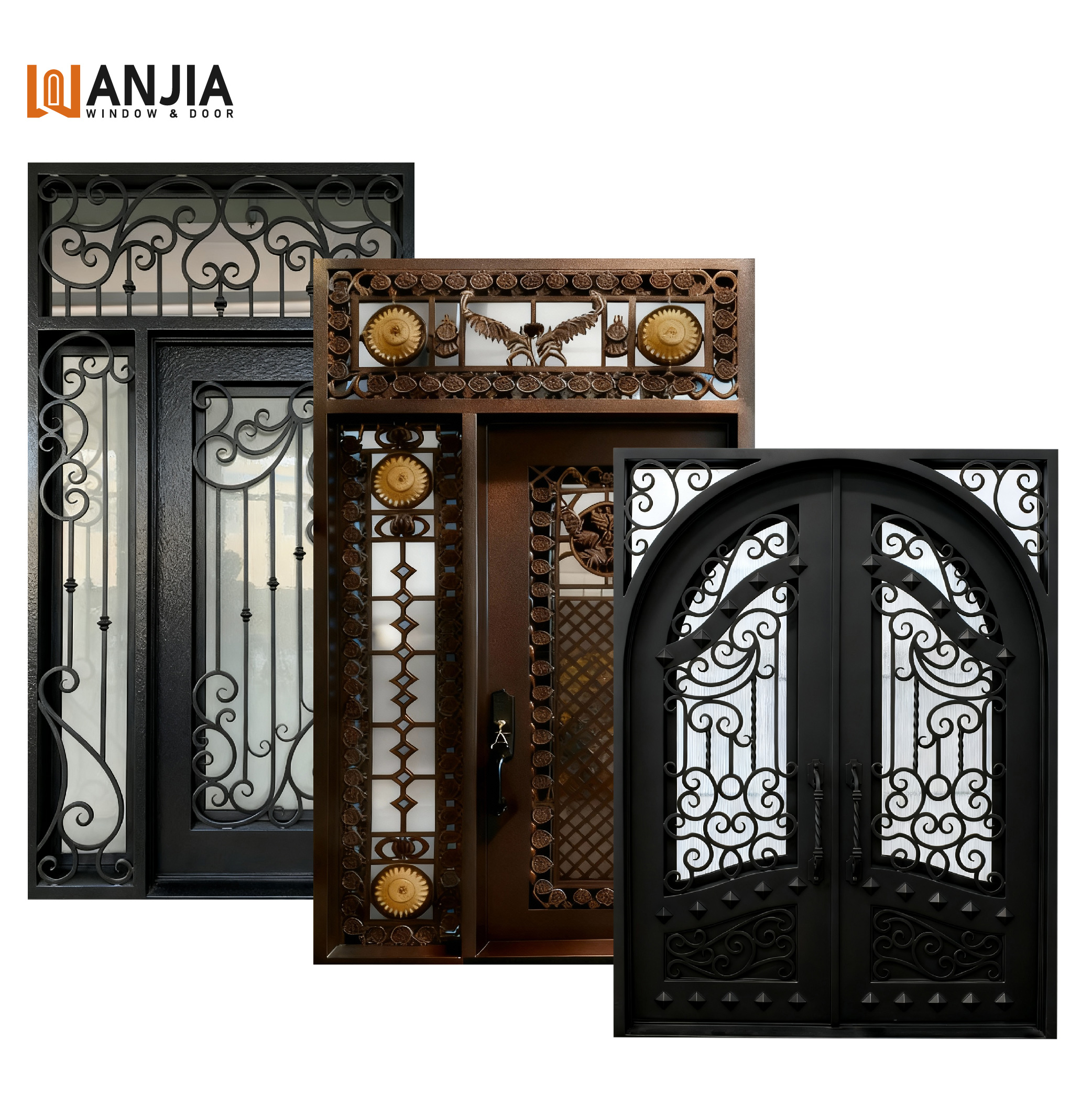 Quality Assurance Luxury Iron Armored Doors Wrought Iron Doors House Security Exterior Iron Doors