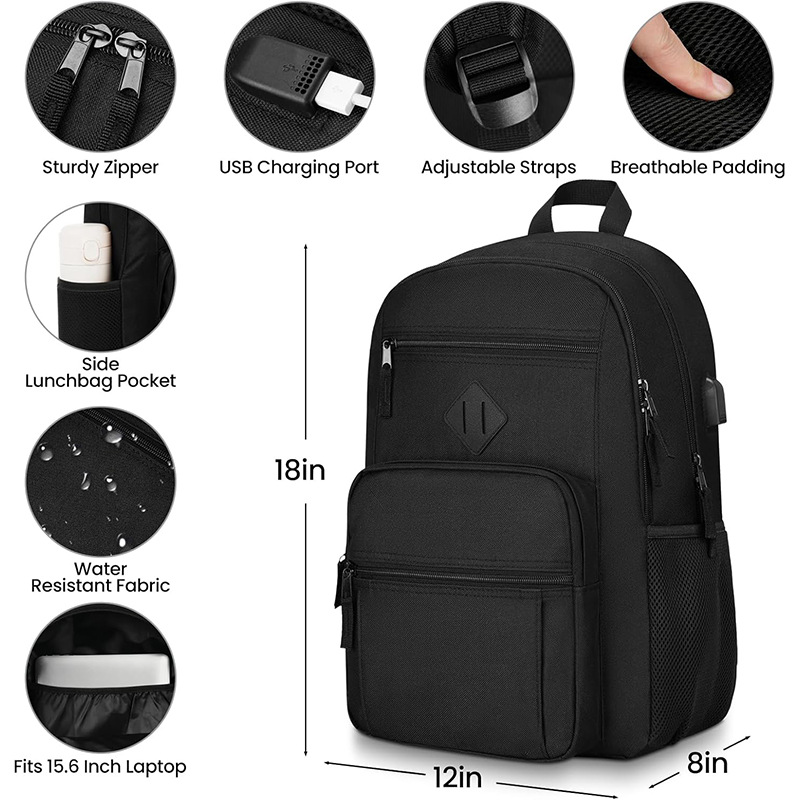 Haslor Large capacity school backpack business travel casual bag USB Charging Port Laptop bag