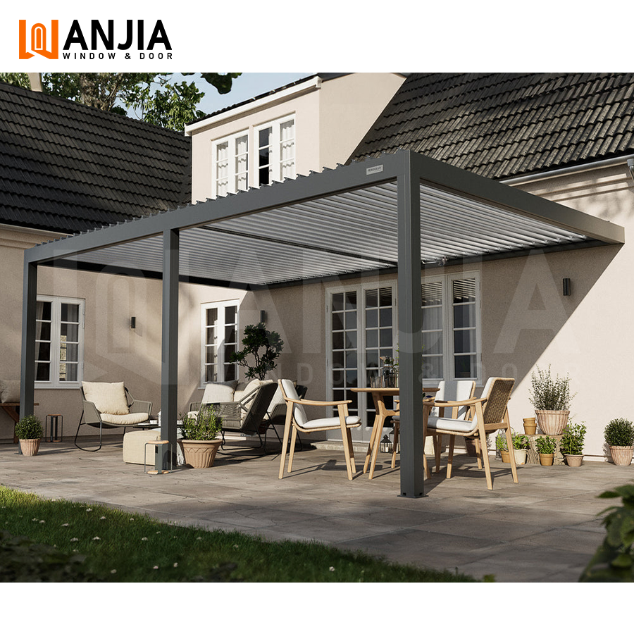 Modern Automatic Patio Gazebo Outdoor Aluminium Pergola Opening Louvred Roof Gazebo Exterior Pergola