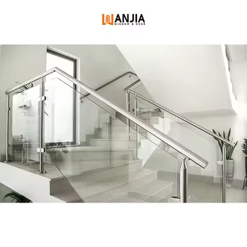Villa Stairs Glass Railing Interior Stainless Steel Frameless Glass Railing Guardrail Glass Handrail