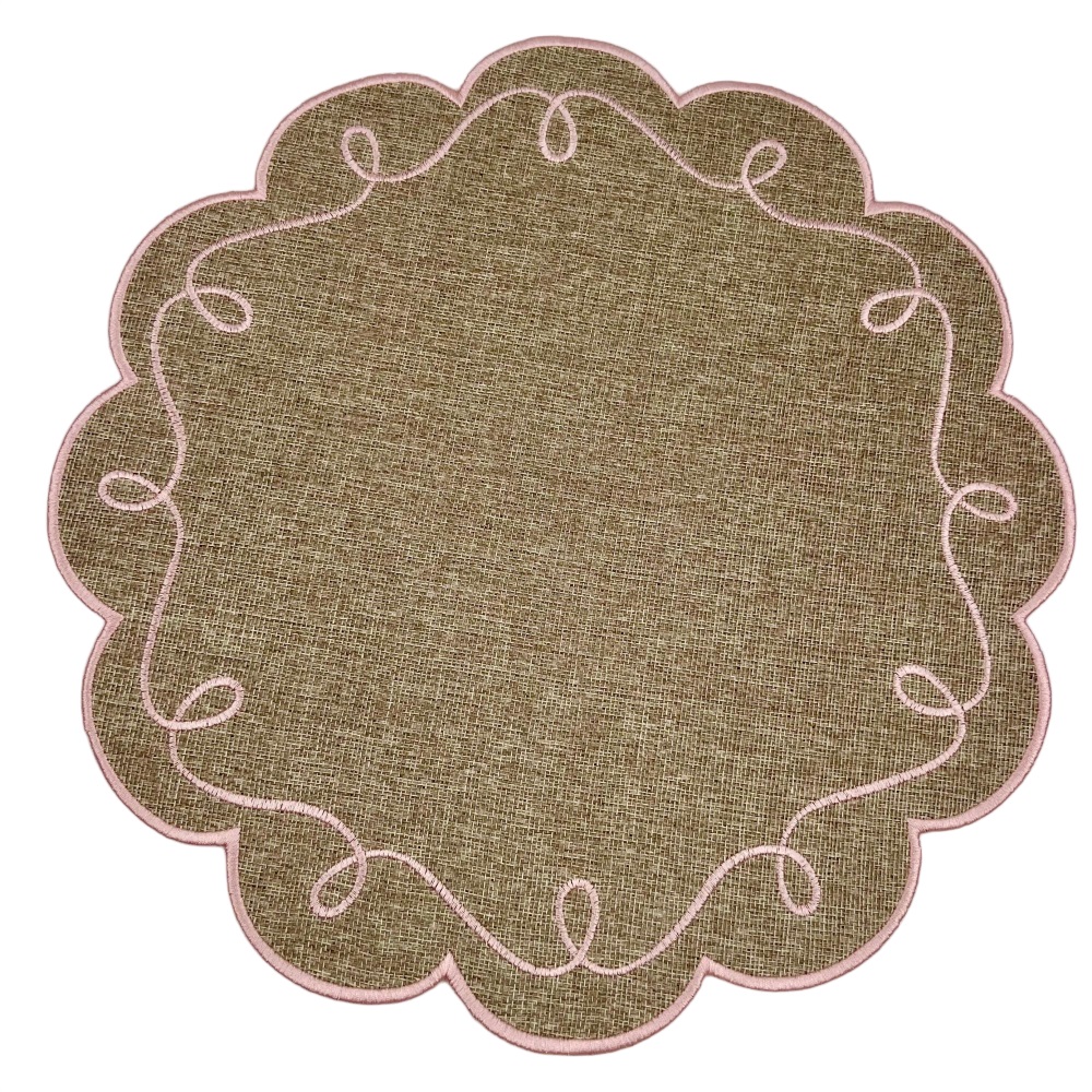 polyester embroidery scalloped placemat