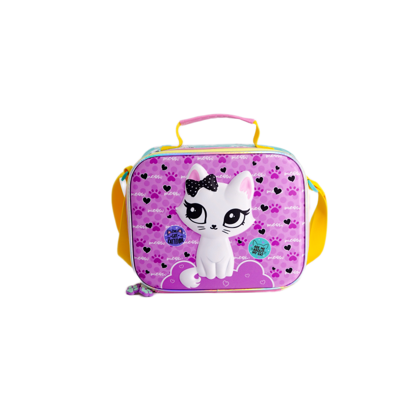 Haslor student lunch bag, bowknot cat design customizable available