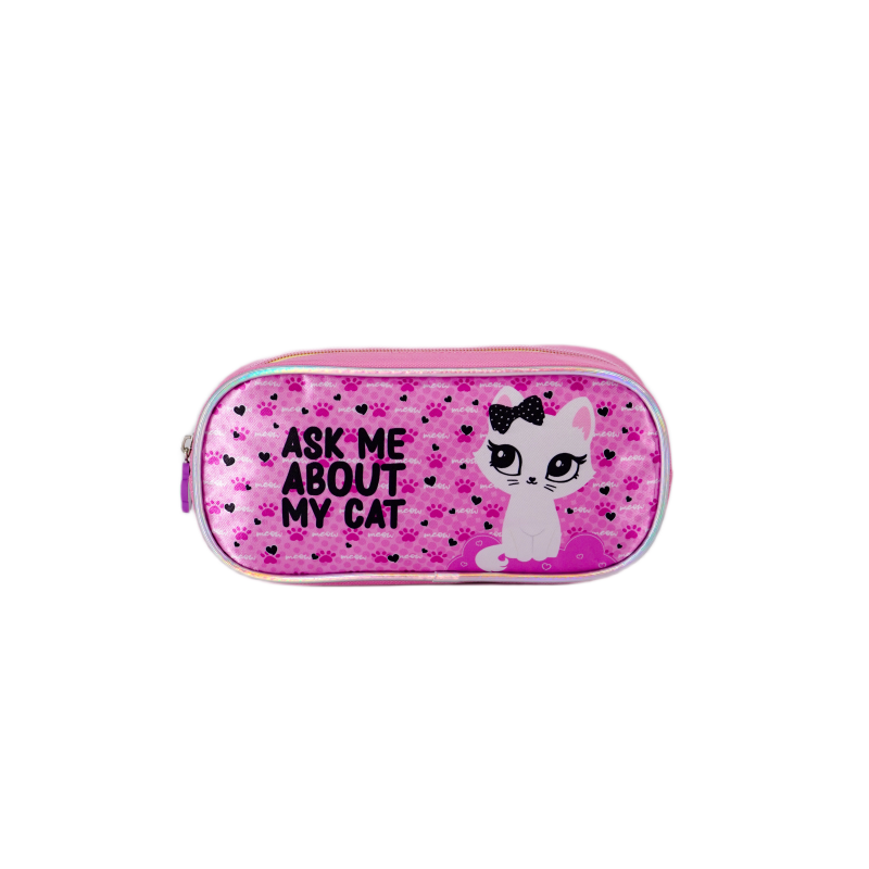 Haslor student pencil case with bowknot cat design customizable