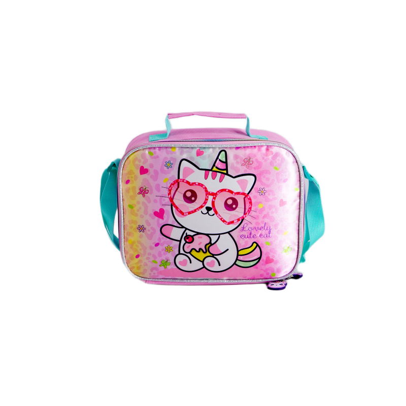 Haslor student lunch bag with glasses cat design customizable