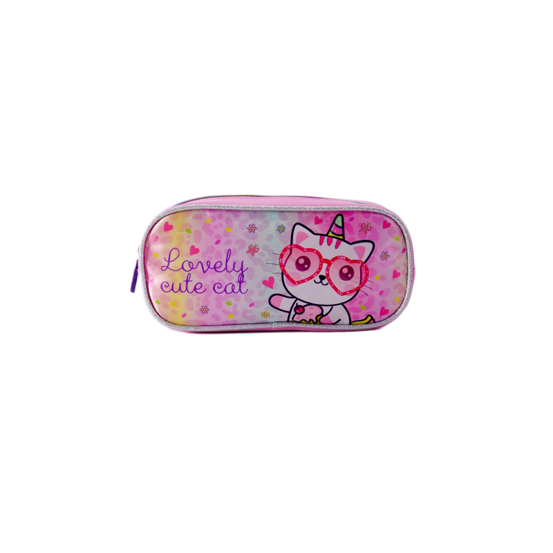 Haslor student pencil case with glasses cat design customizable