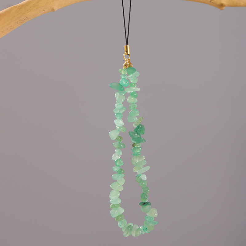 Natural Crystal Stone Beaded Phone Chain, DIY Gravel Phone Lanyard Ins Style Portable Strap