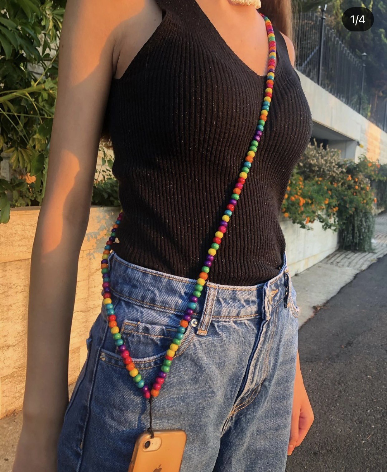 Colorful Candy Beaded Crossbody Phone Chain, Ins Style Versatile Lanyard for Women