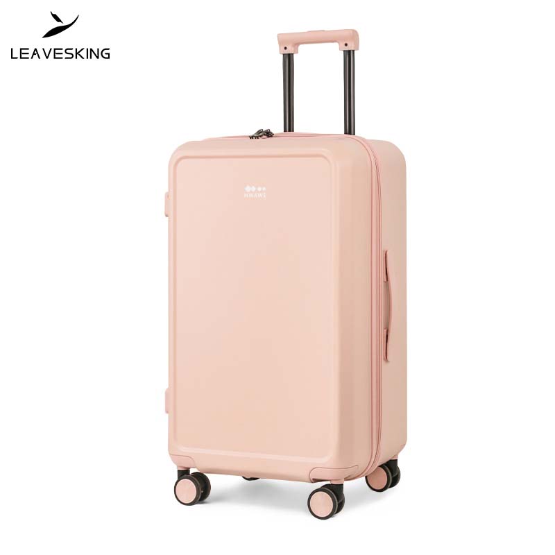 Leavesking 4-wheel PC zipper suitcase with cup holder
