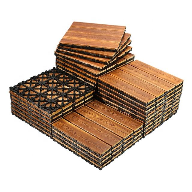 Wood plastic composite flooring interlocking deck tiles