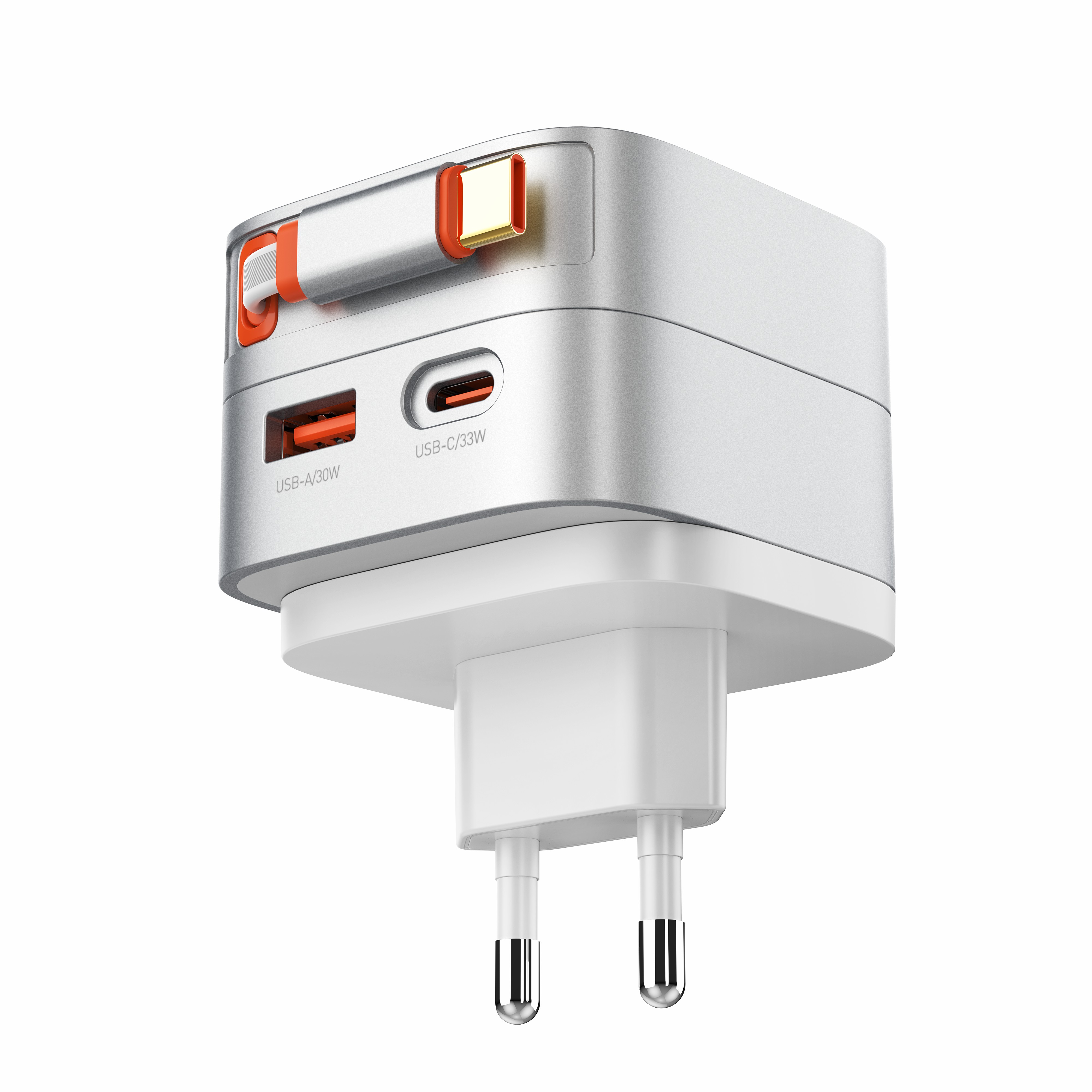 LDNIO Q9 Portable Fast Charger 33W GaN Retractable Cable Universal US/UK/EU PinTravel Fast Charger