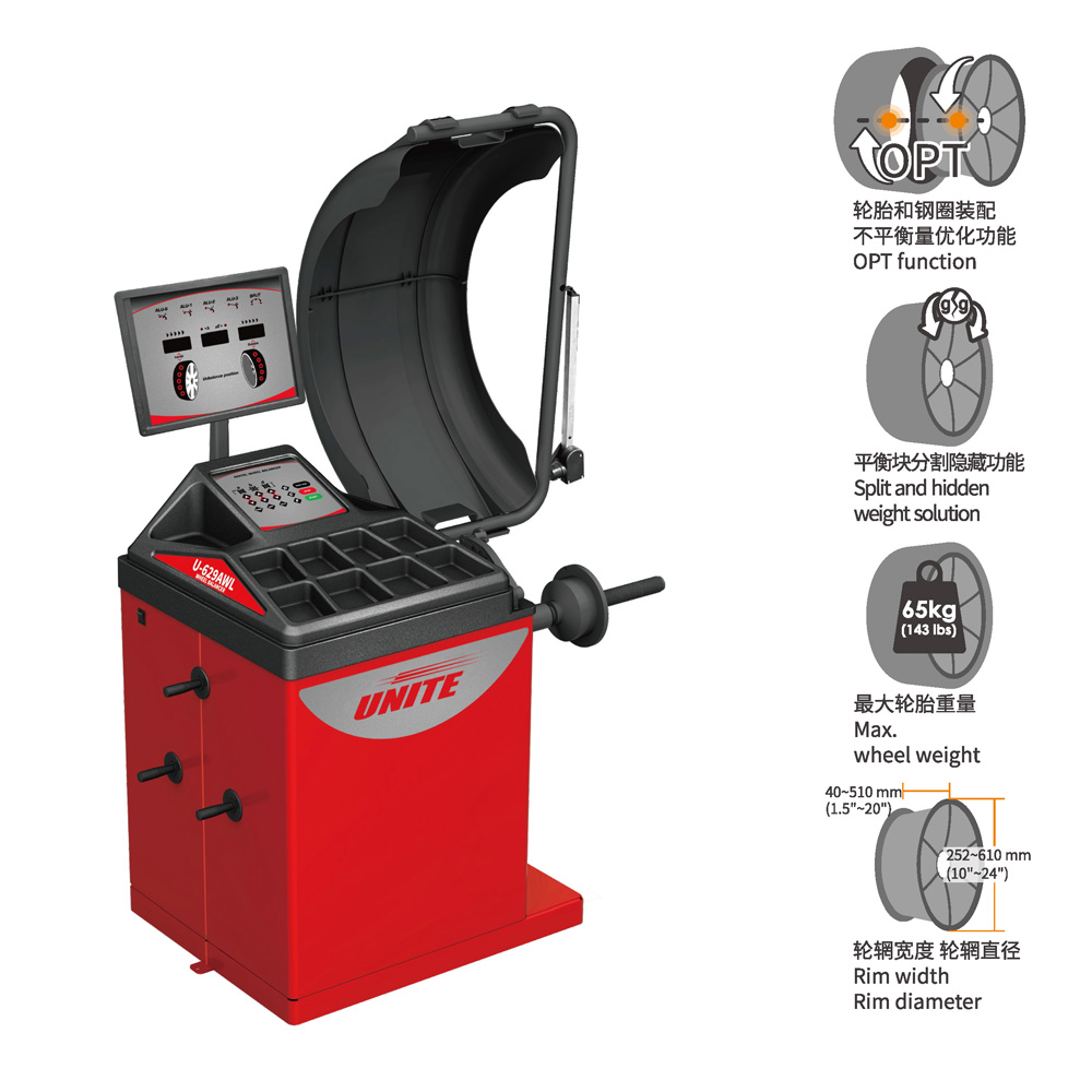 U-629AWL Wheel Balancer Automatic Unbalance Positioning Pneumatic Locking Tire Balancing Machine