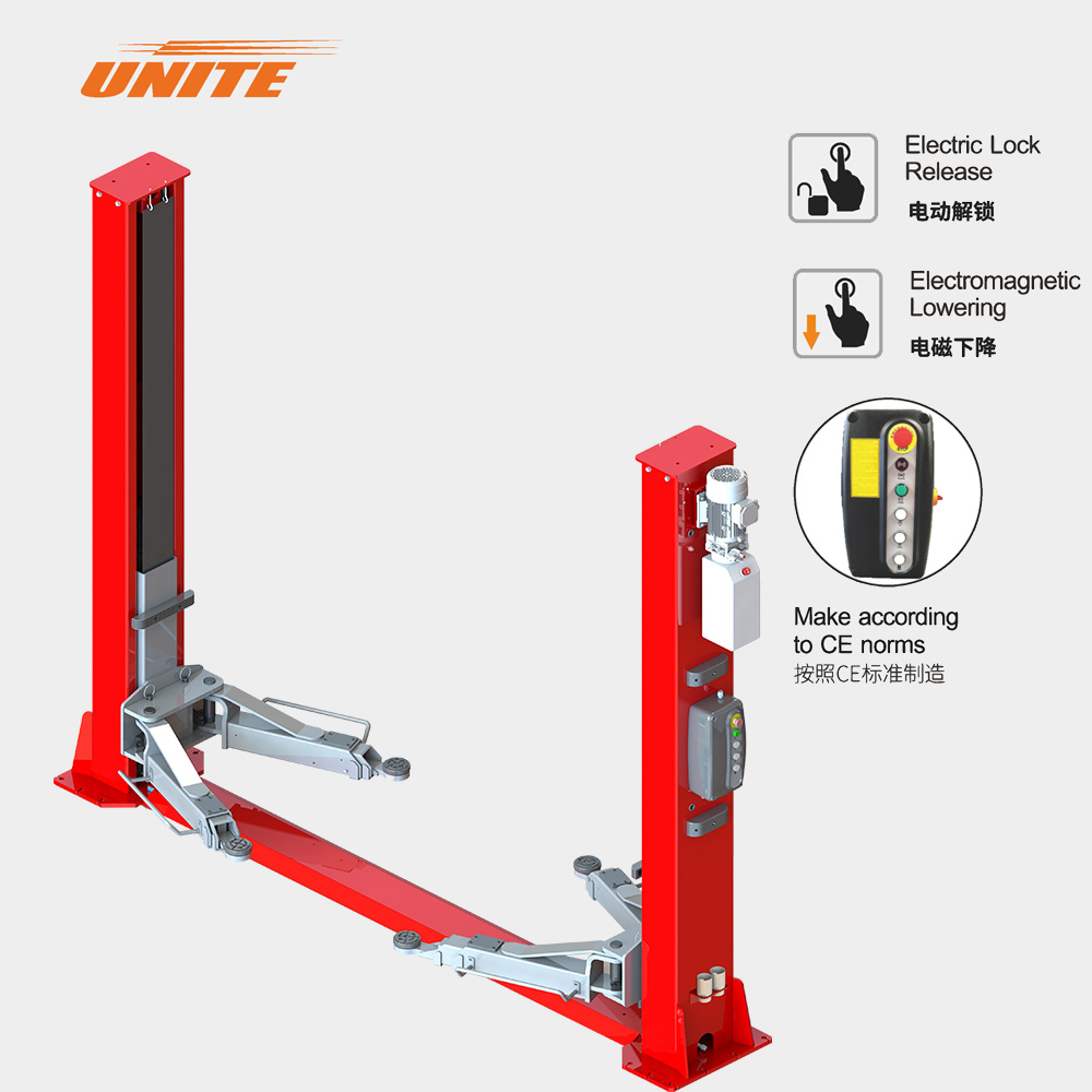 U-T50E 5-Ton Floor Cover Plate Two Post Vehicle Lift with Electric Lock Release Hydraulic Car Lift