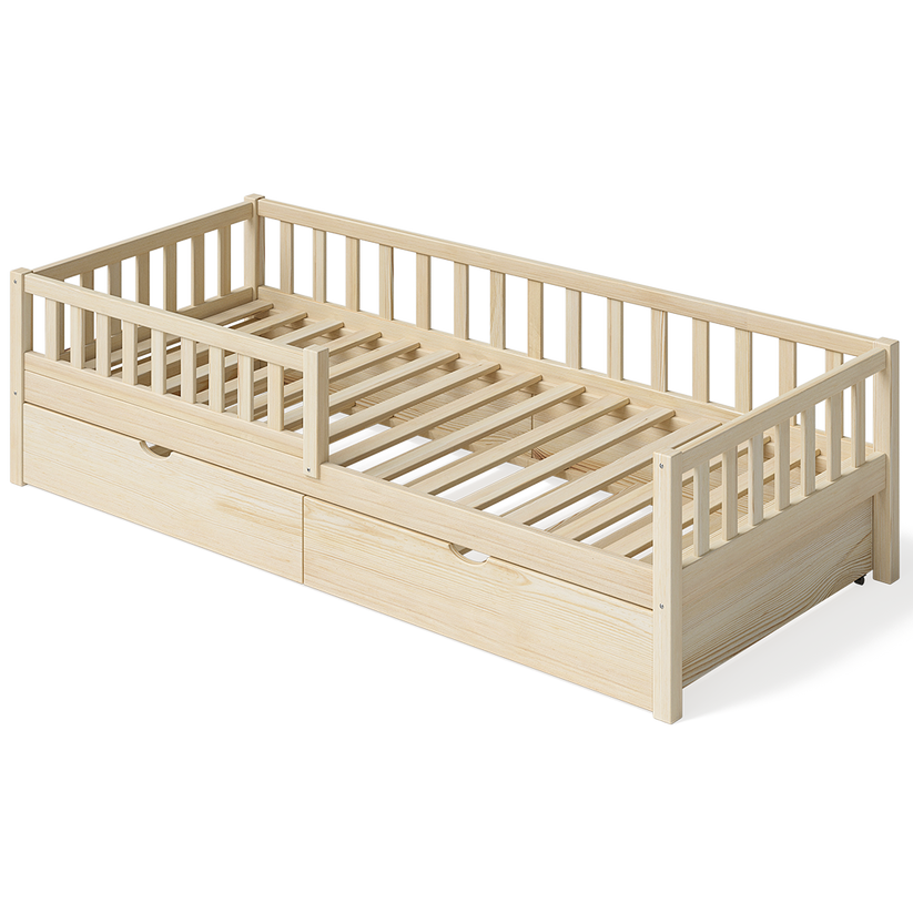 Children's bedsolid pine, natural varnished, 90x200 cm