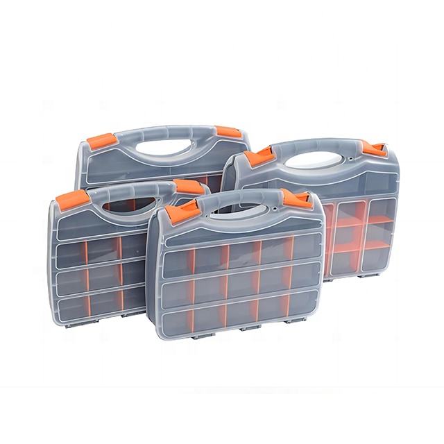 Portable tool organizer with detachable dividers for fasteners, screws, nails, nuts, and bolts