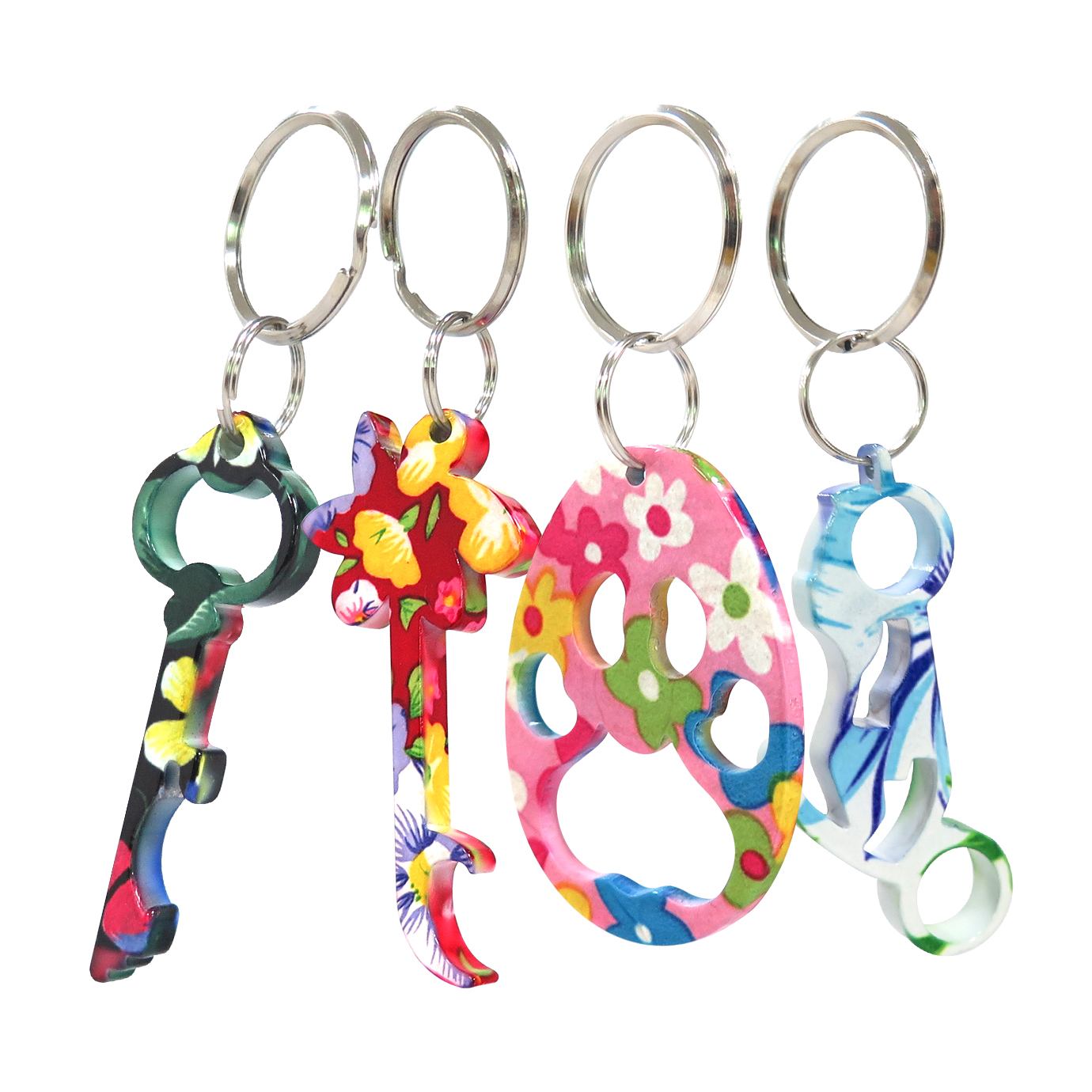 High Quality Aluminum Custom Printed Bottle Opener Keyrings