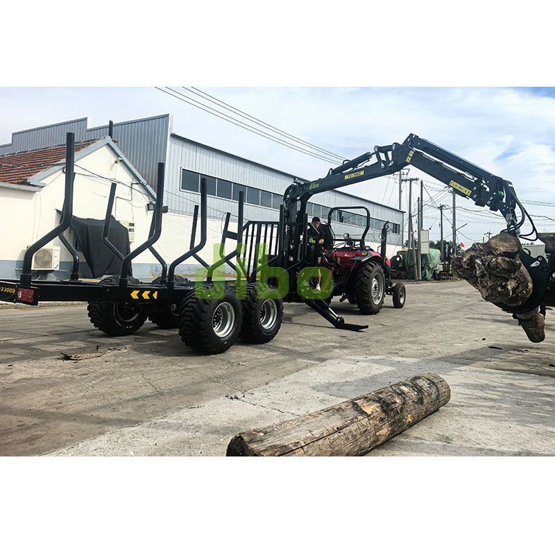 DIBO Forestry 7.8m heavy duty hydraulic timber crane with 14ton Log trailer