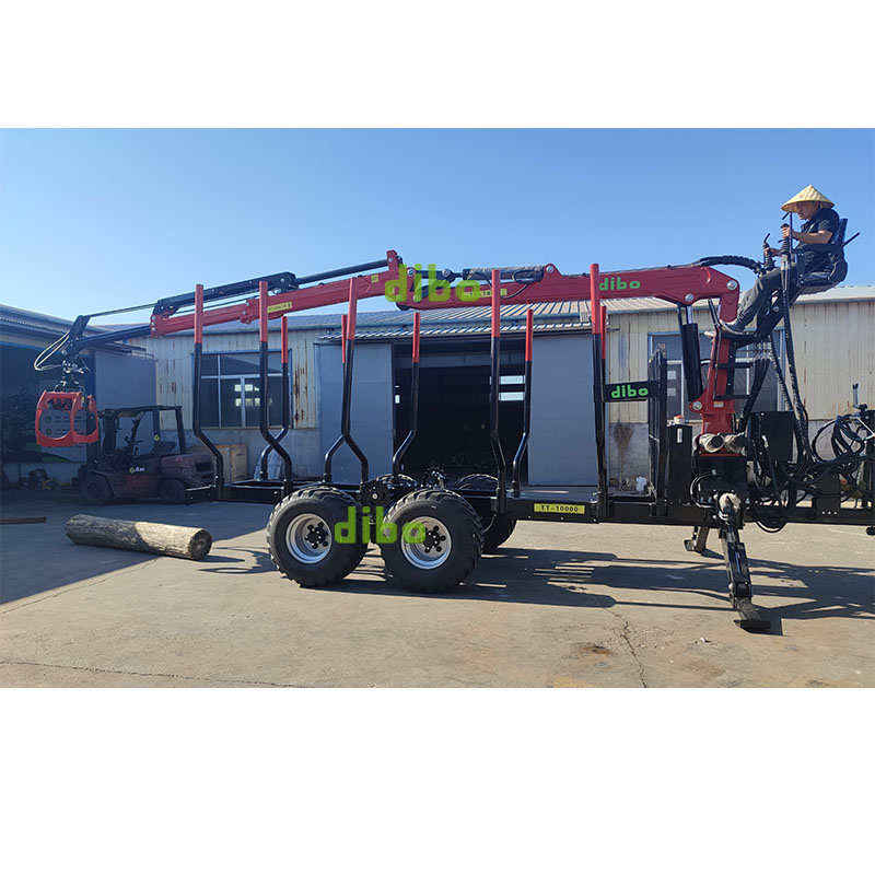 DIBO Forestry 7.8m heavy duty hydraulic timber crane with 14ton Log trailer with seat