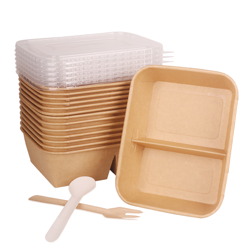 2-Comp. Rectangular Conical Paper Bowl
