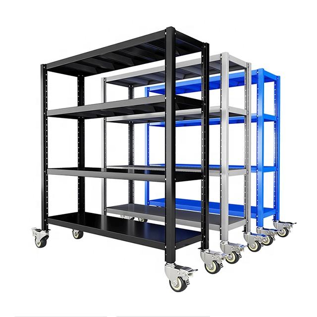 Metal storage rack with steel wheels