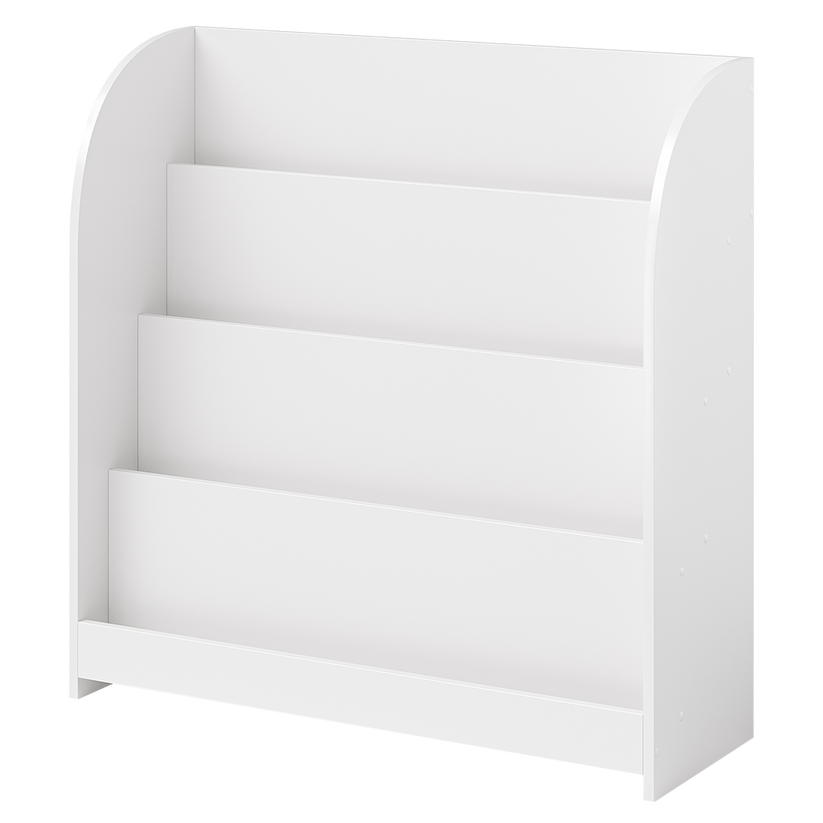 Children's bookcase with 4 storage compartments, white
