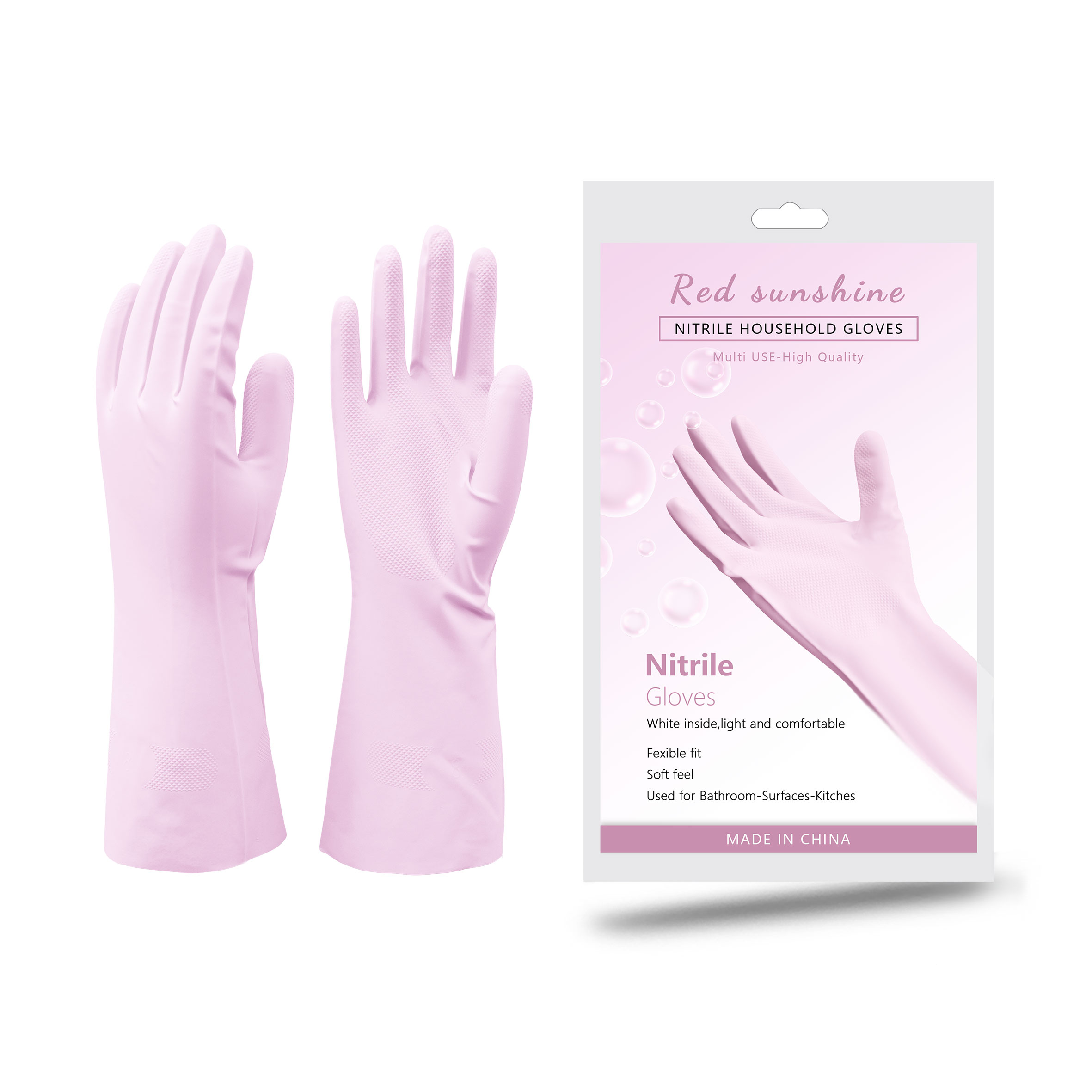 13 mil Pink Kitchen Dishwashing Cleaning Glove Latex-Free Food Grade Work Nitrile Gloves