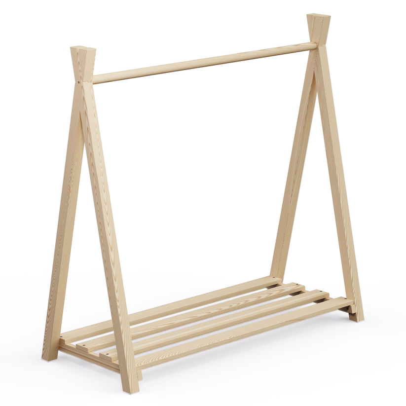 children Clothes rail, natural untreated, solid pine
