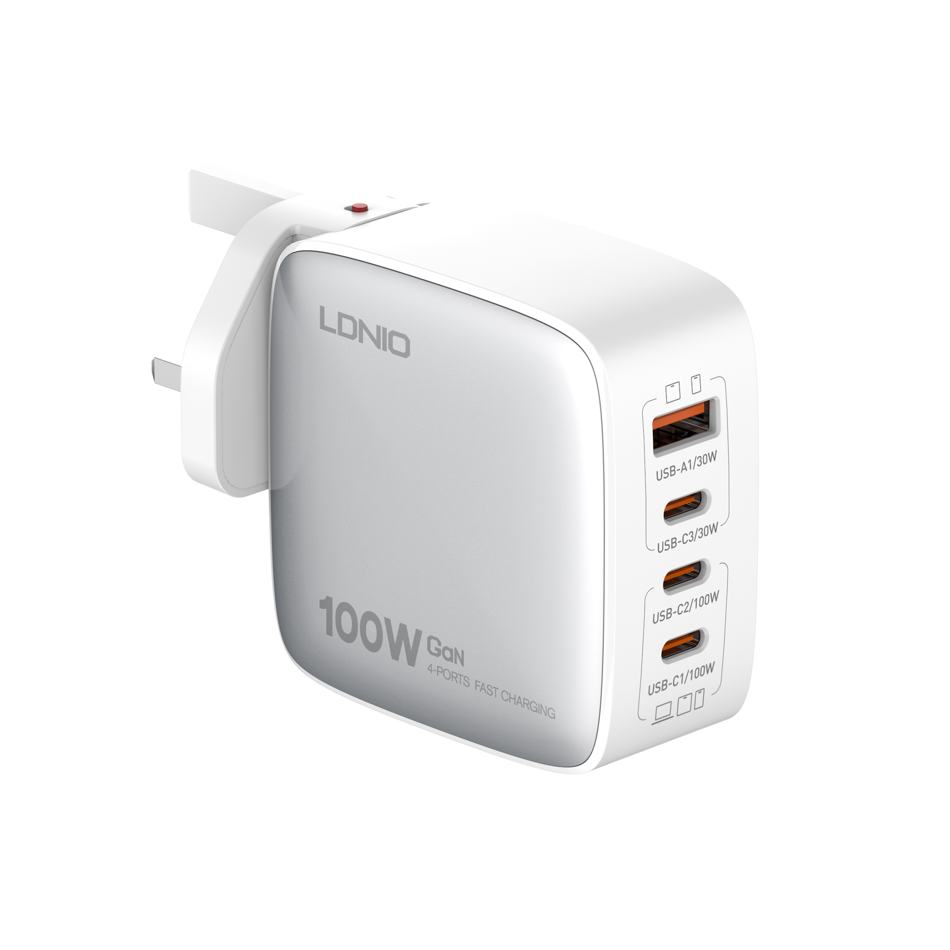 LDNIO Q408 100W GaN Charger PD Fast Charging Power Adapter GaN Charge CE FCC RoHS CB Certified