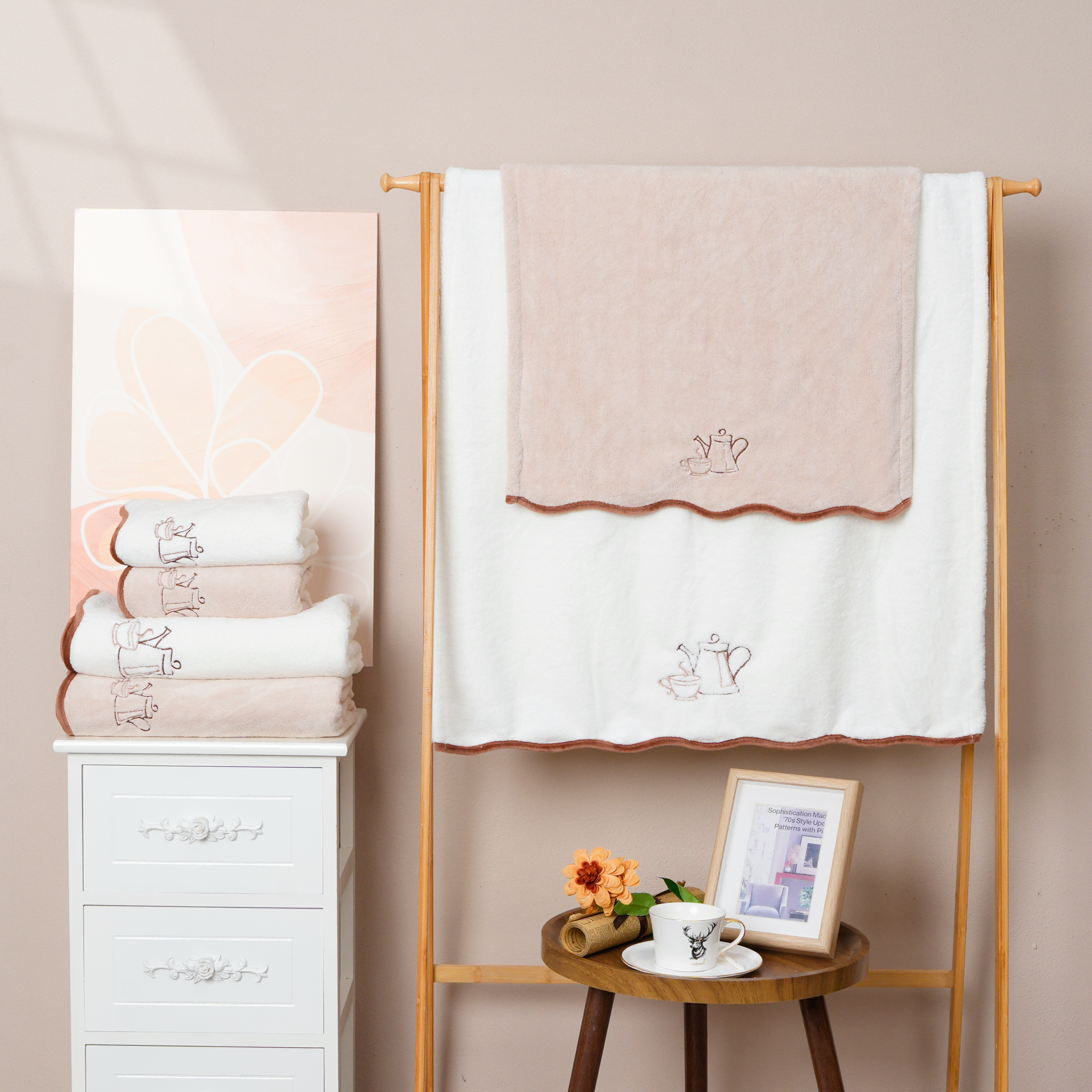 Coral Fleece Embroidery Towel
