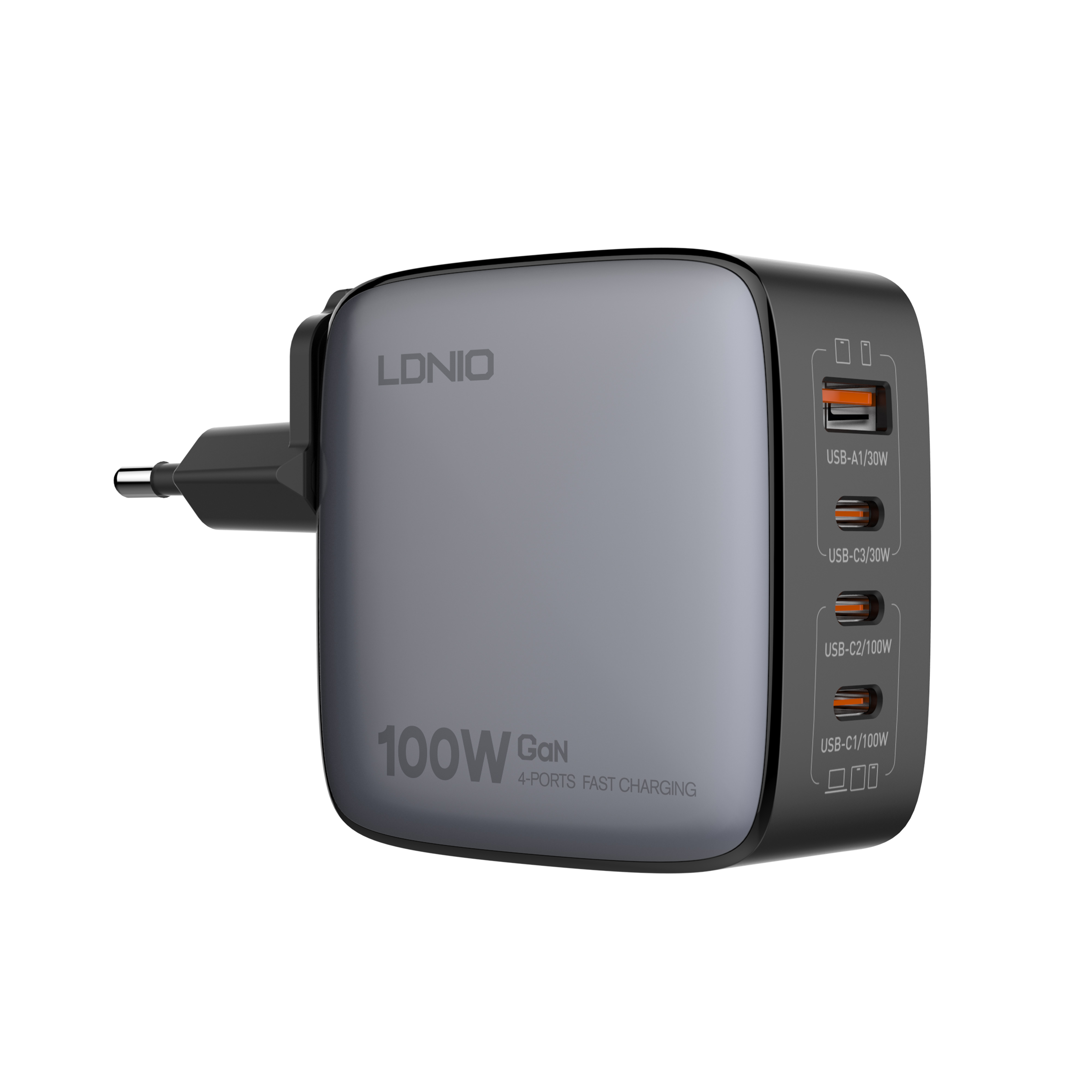 LDNIO Q408 100W Portable Type-C Desktop Charger Fast GaN PD Wall Charger for Macbook iPhone Laptop