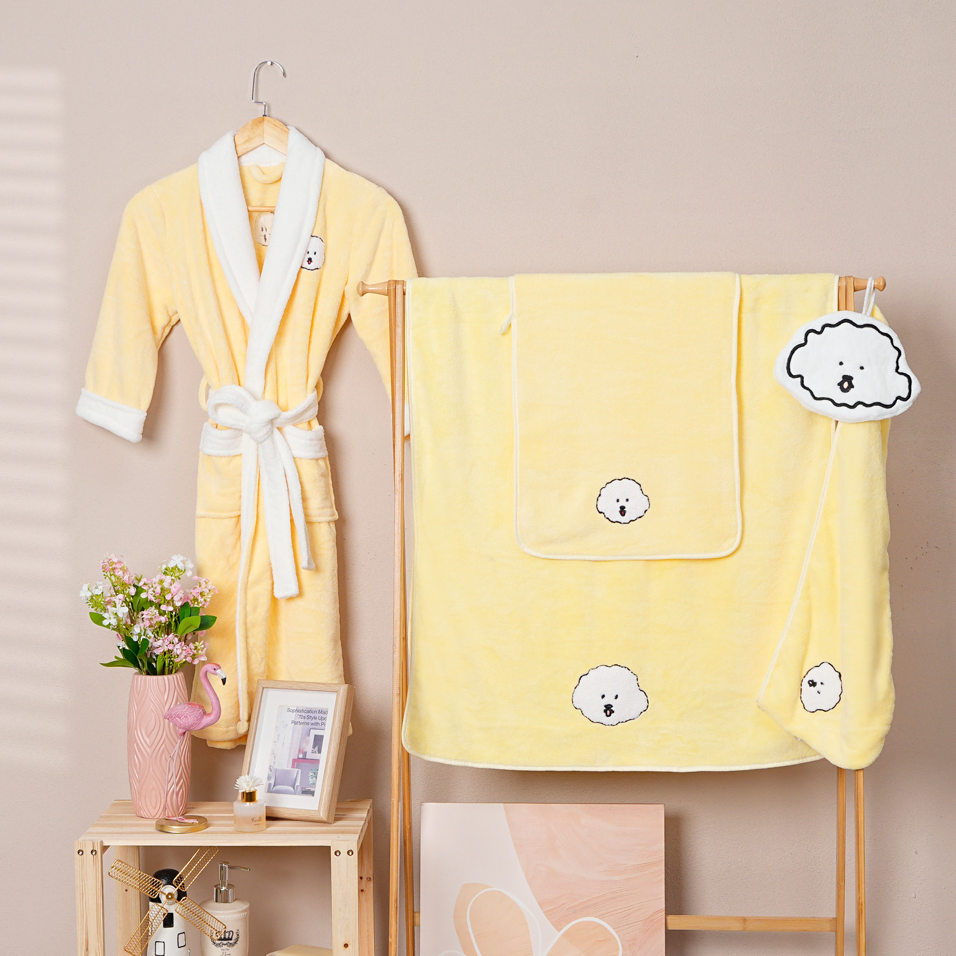Coral Fleece Embroidery Bathrobe