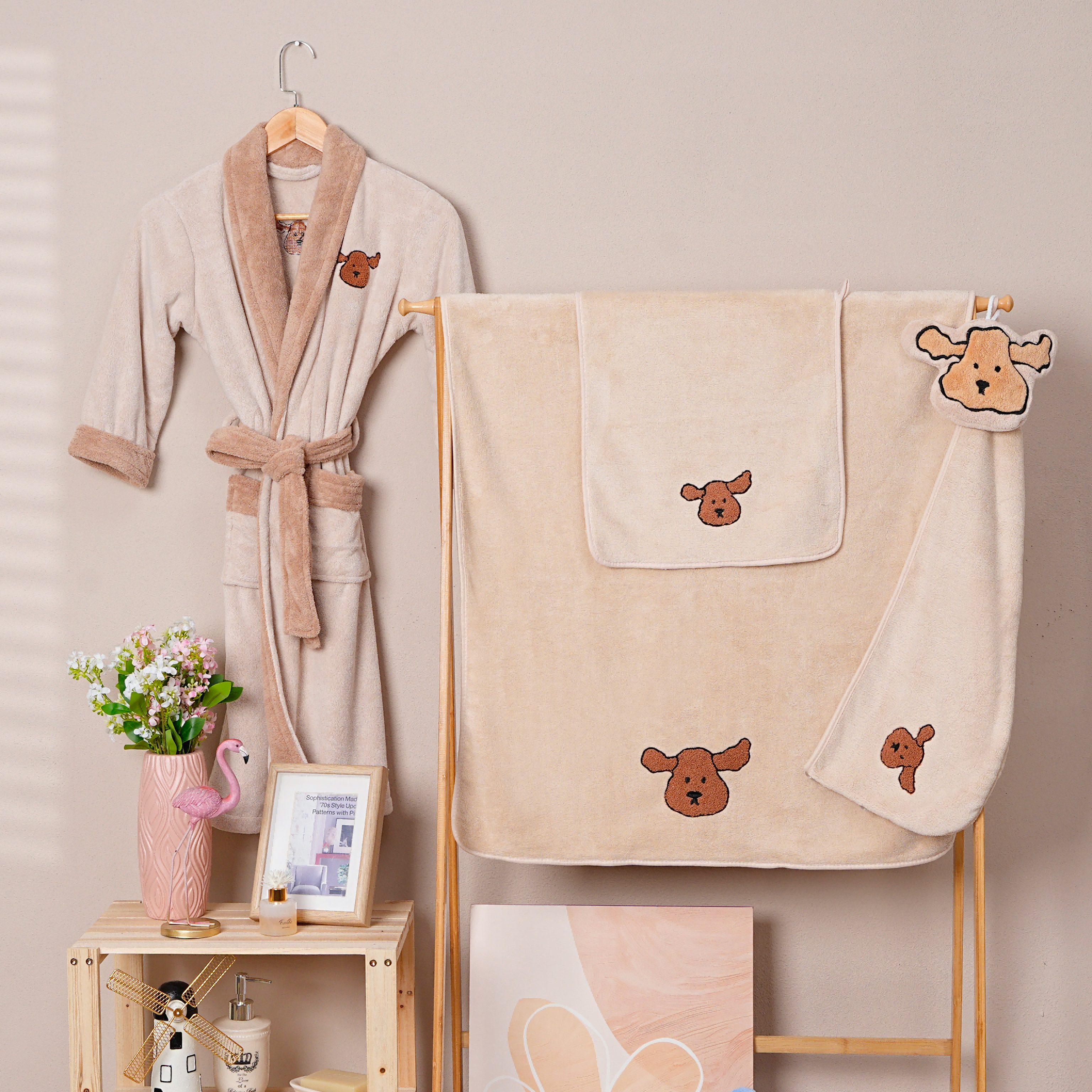 Coral Fleece Embroidery Bathrobe