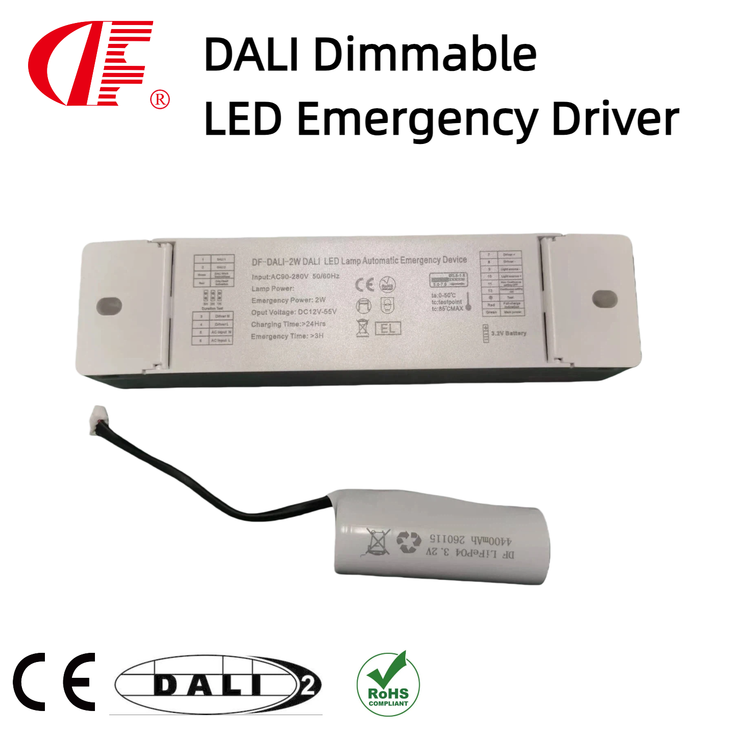 DALI LED Emergency Driver Dimmable DALI-2 Maintained/Non-Maintained With LIR Battery 10W Emergency