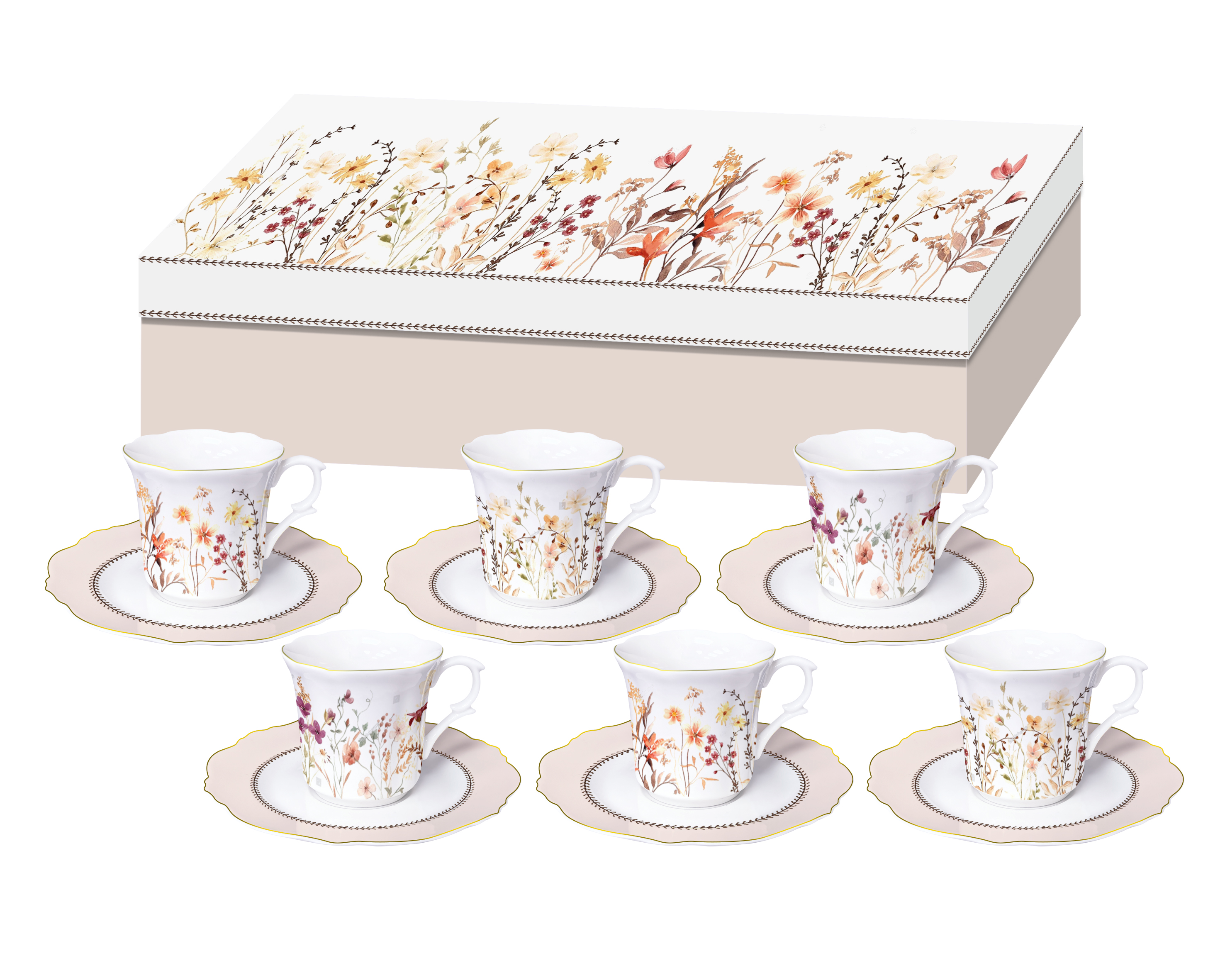 Set of 6 espresso coffee cup set