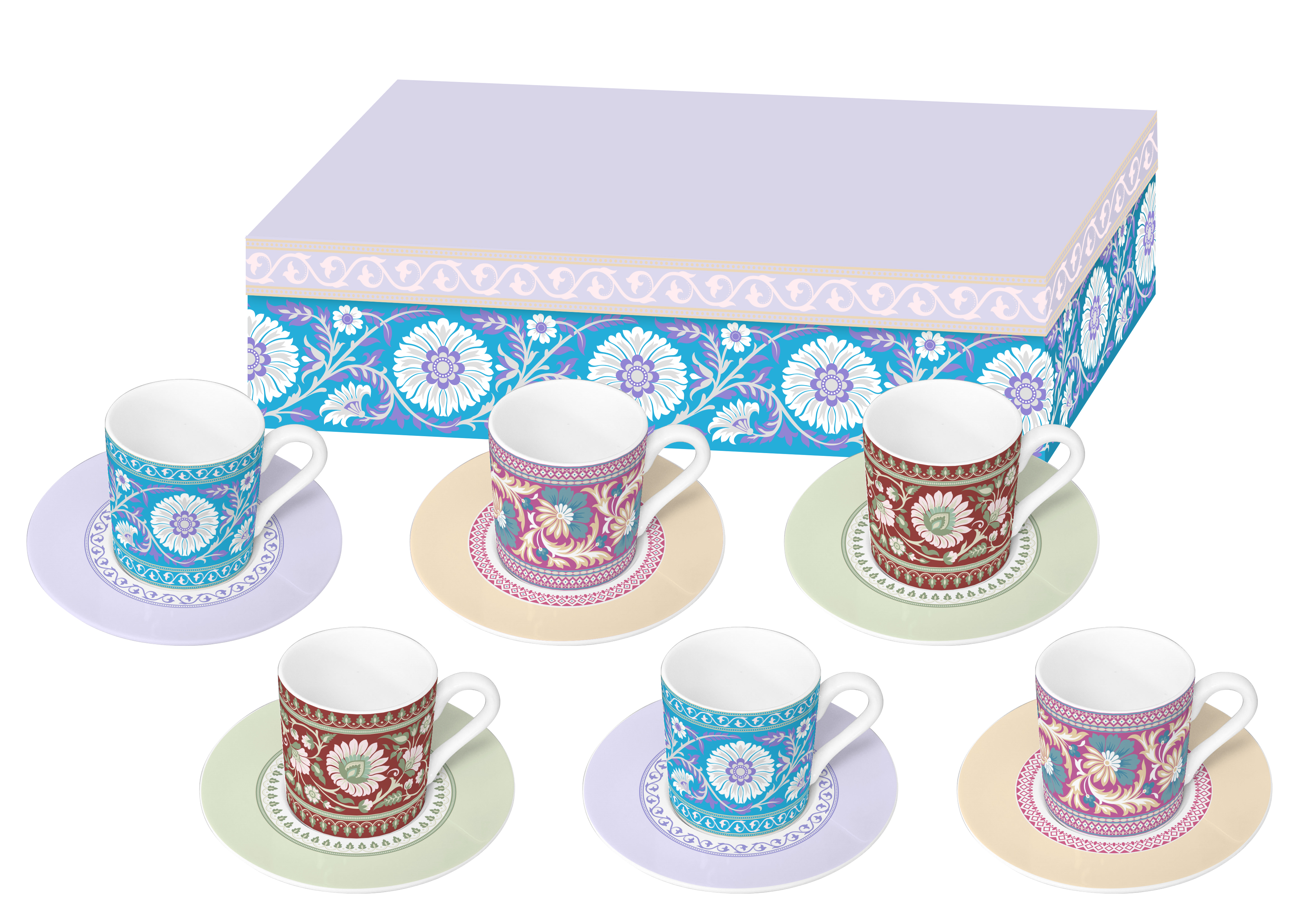 Set of 6 espresso coffee cup set