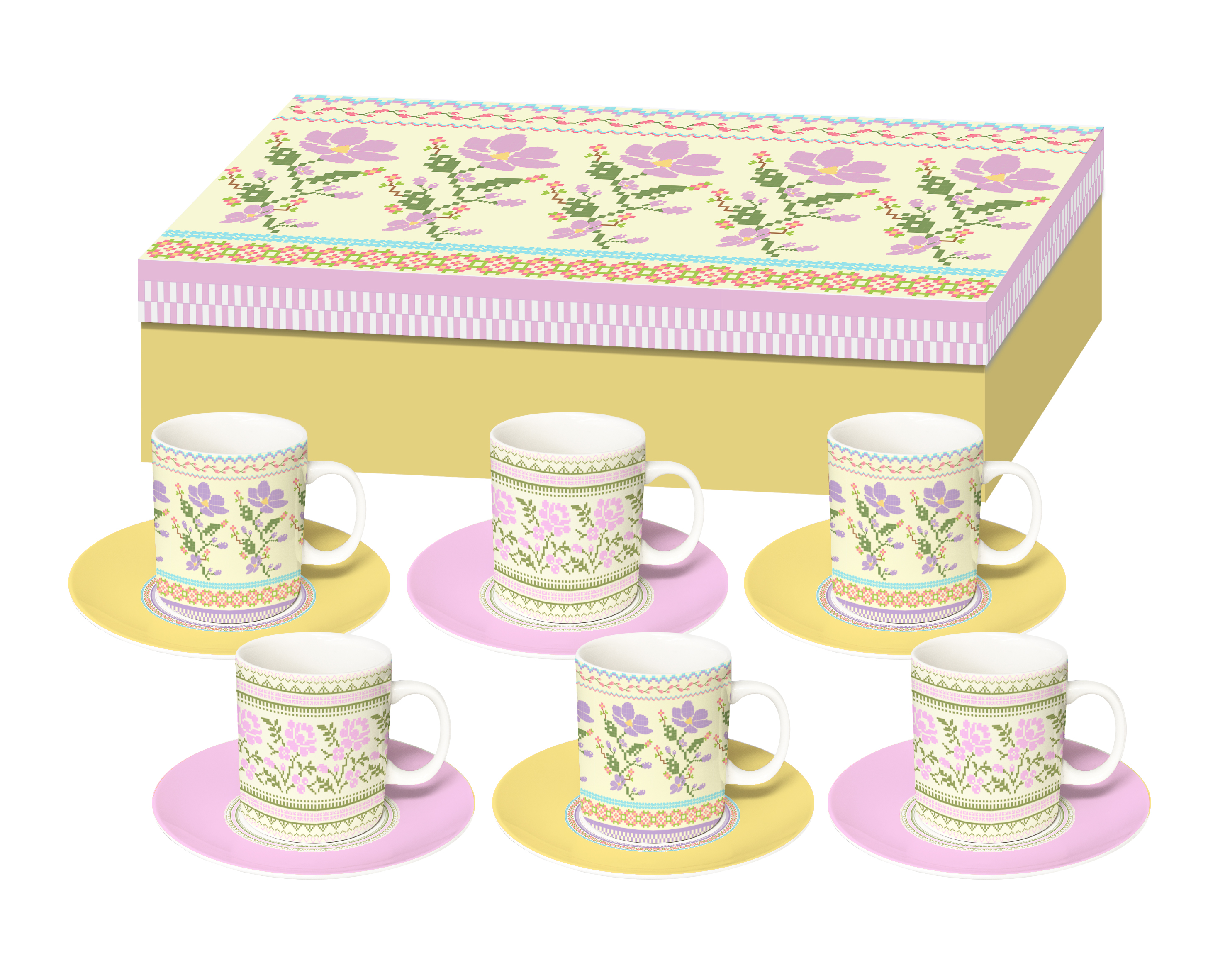 Set of 6 espresso coffee cup set