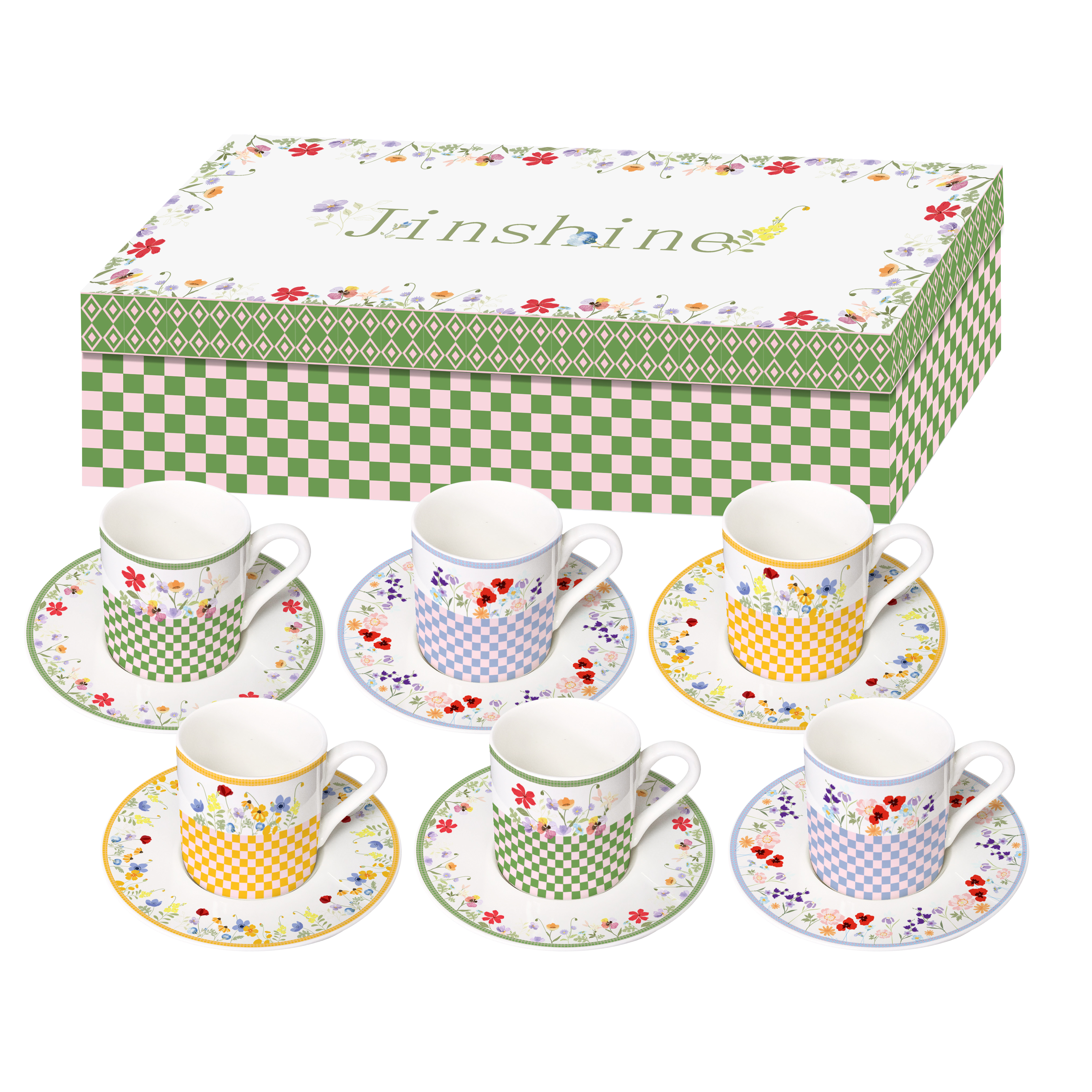 Set of 6 espresso coffee cup set