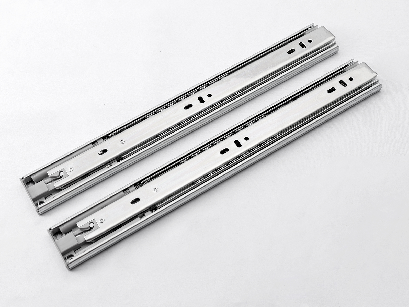 Three-section ball bearing furniture drawer slides, three-section drawer guides,