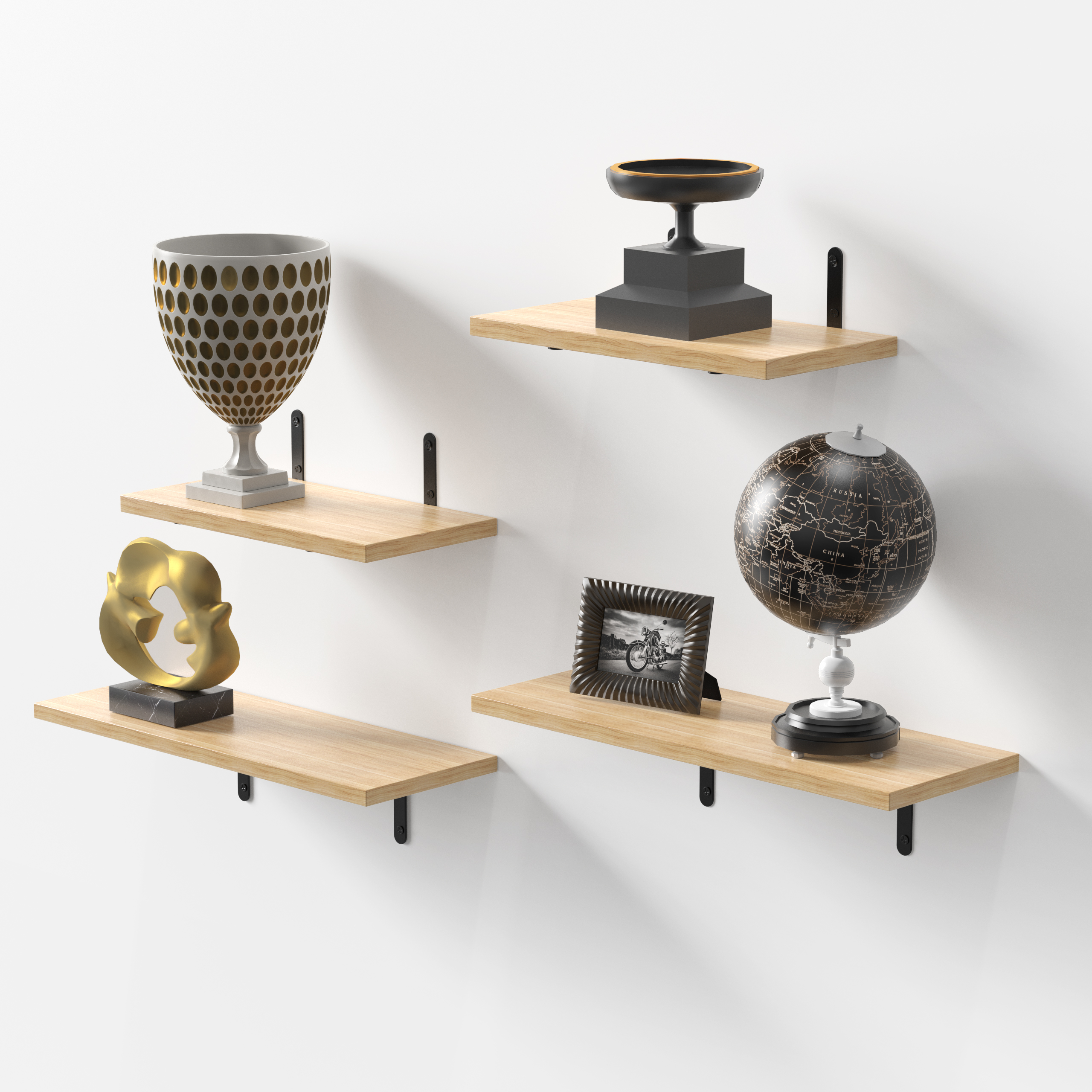 Wall mounted floating storage shelf