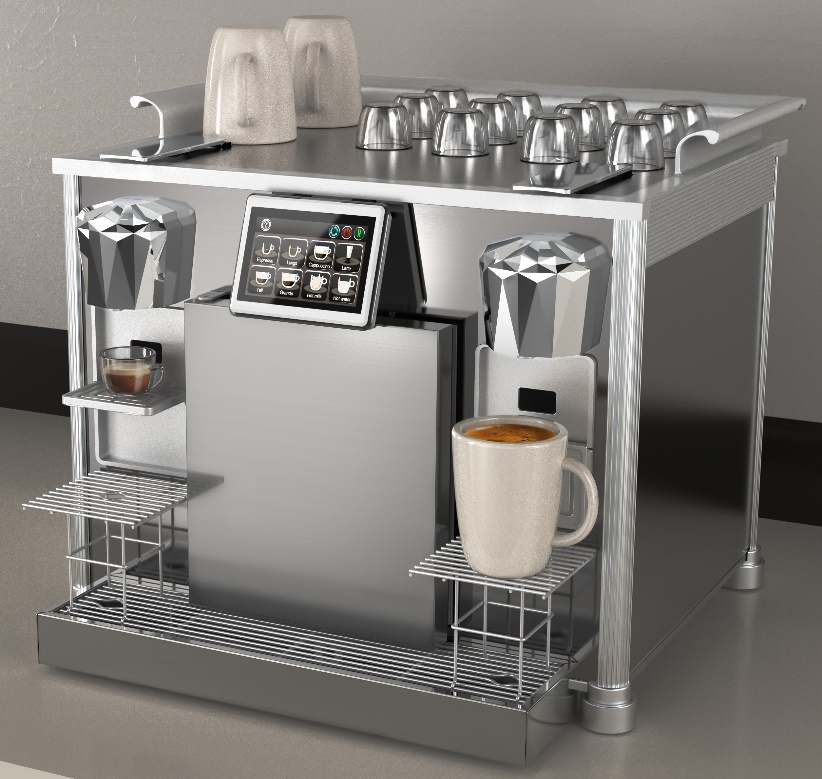 All-in-1 commercial coffee maker, milk refrigerator, commercial boiler, auto drain,pump milk frother