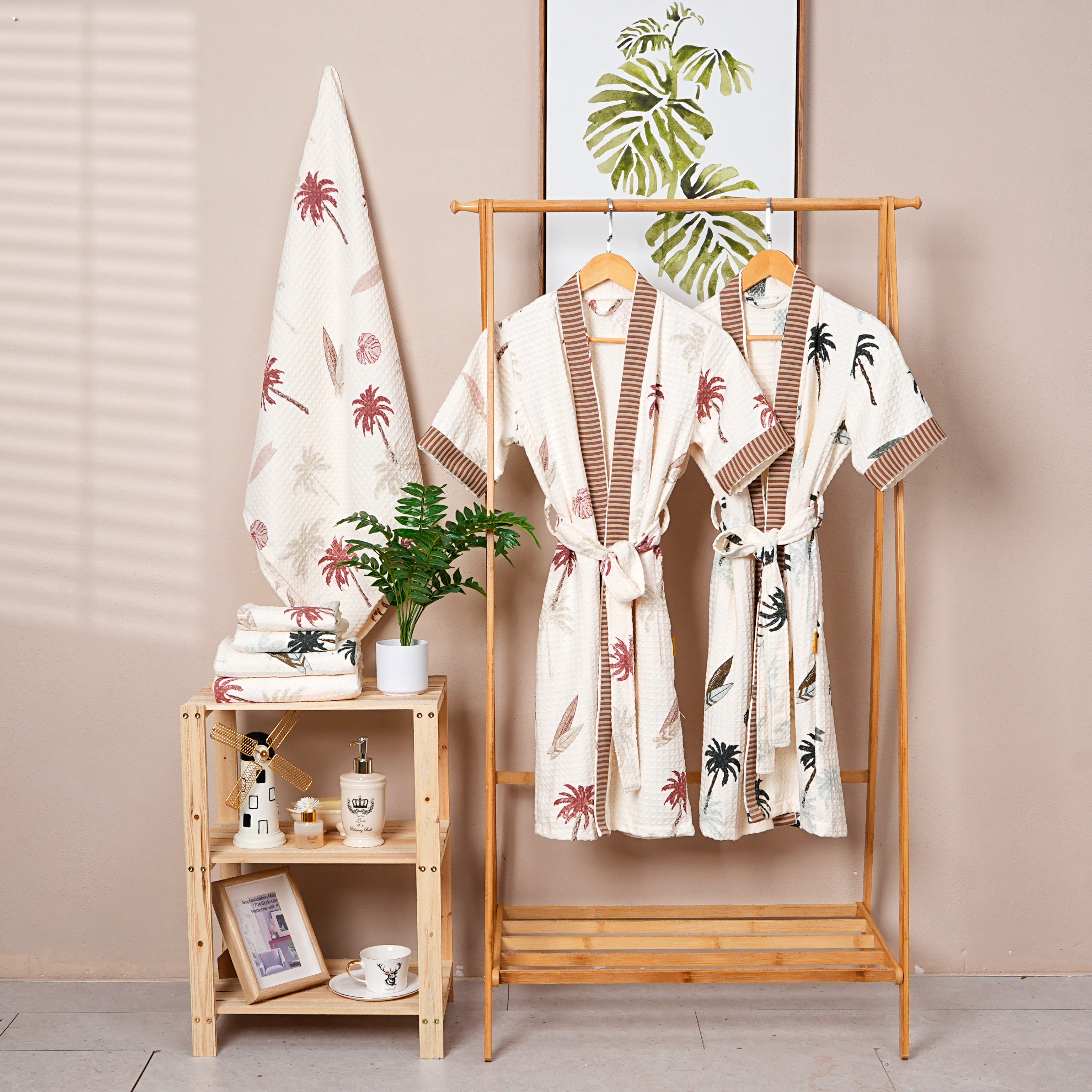 Coral Fleece Woven Tape Bathrobe