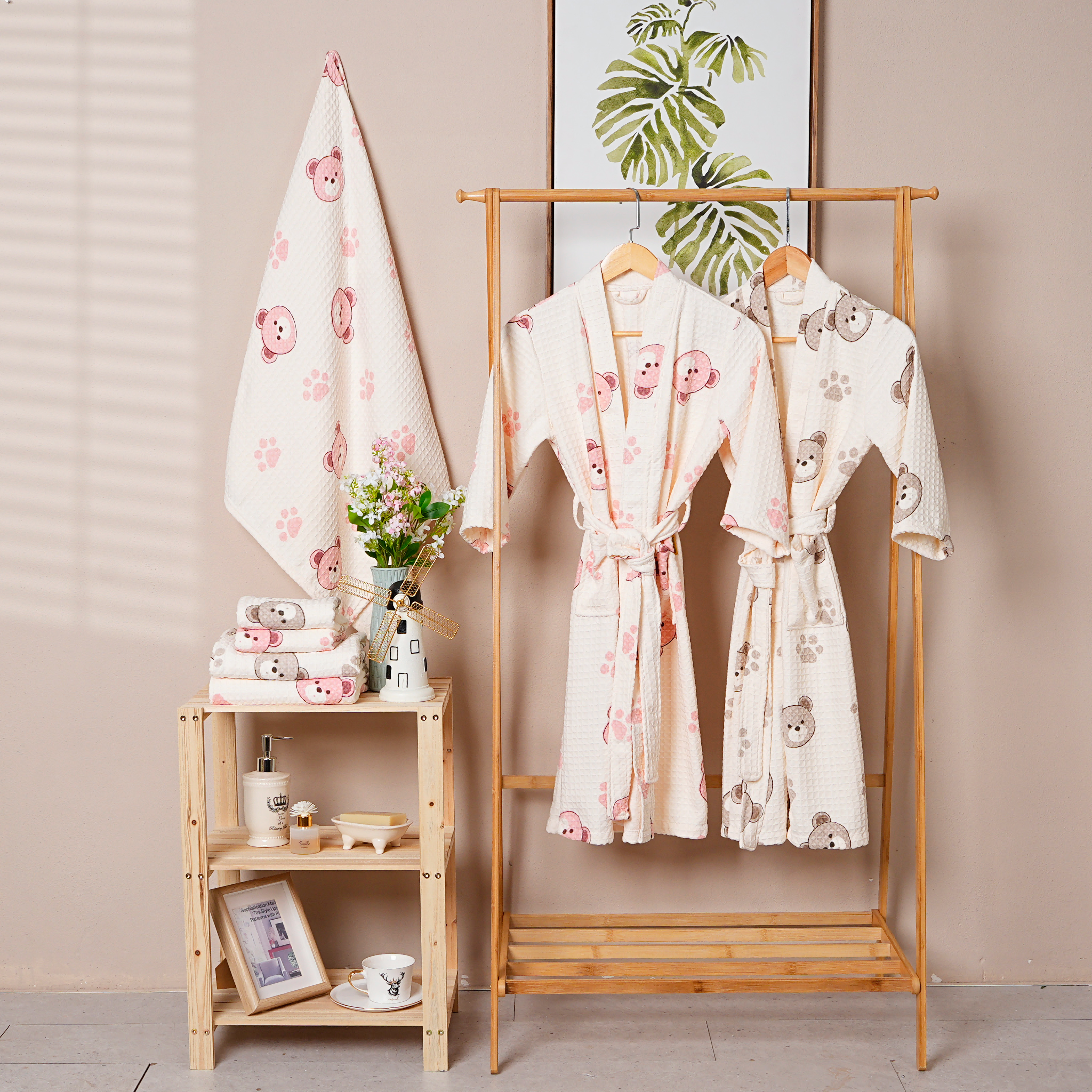 Coral Fleece Printed Bathrobe